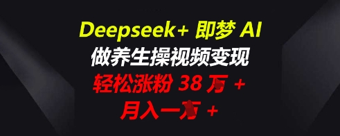 Deepseek+即梦AI，做养生操视频变现，轻松涨粉38W+，月入一W+-牛创网