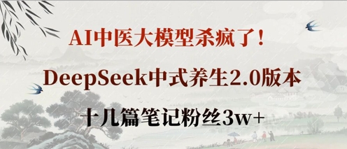 AI中医大模型杀疯了！DeepSeek中式养生2.0版本，十几篇笔记粉丝3w+-牛创网