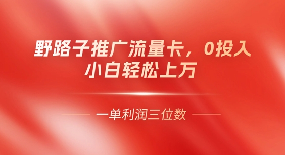0门槛推广流量卡，一单收益上百，0投入，小白月入过W-牛创网