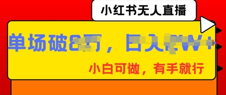 小红书无人直播，纯小白可做，有手就行，单场直播销售额破8w-牛创网