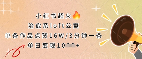 小红书超火的治愈系loft公寓,单条作品点赞16W,3分钟一条,单日变现数张-牛创网