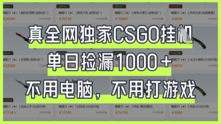 真全网独家CSGO挂G，单日捡漏1k+【揭秘】-牛创网